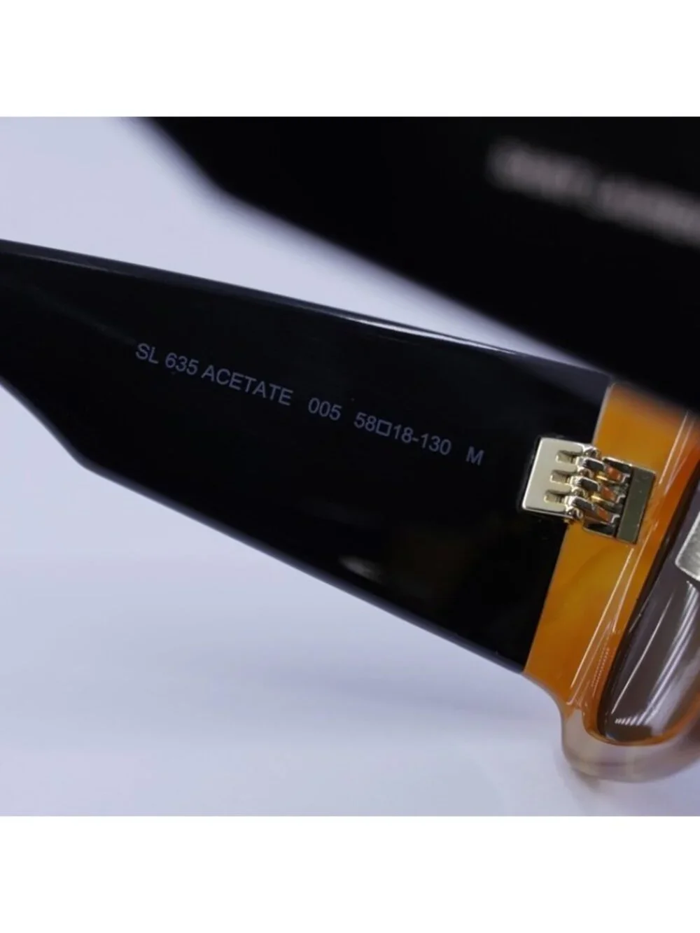 Saint Laurent SL635ACETATE 005 Sunglasses Brown Geometric Frame, Grey Lenses